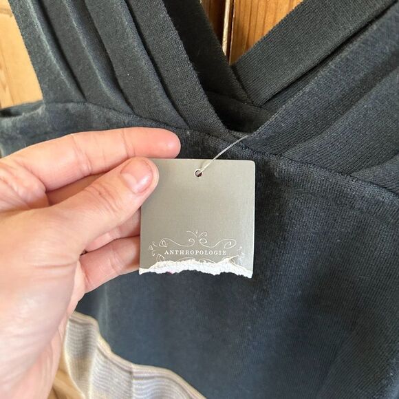 NWT Knitted & Knotted Medium Dress V-Neck V- Back Glitter Striped - Picture 4 of 11